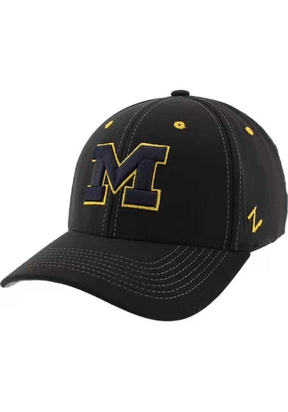 Men's Michigan Wolverines Zephyr Backyard Stretch Fit Hat / Cap - BLACK